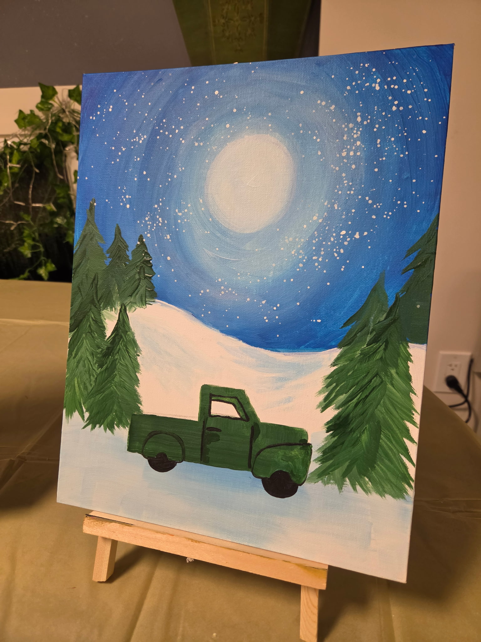 Retro Snowy Pickup Truck Pain N’ Sip